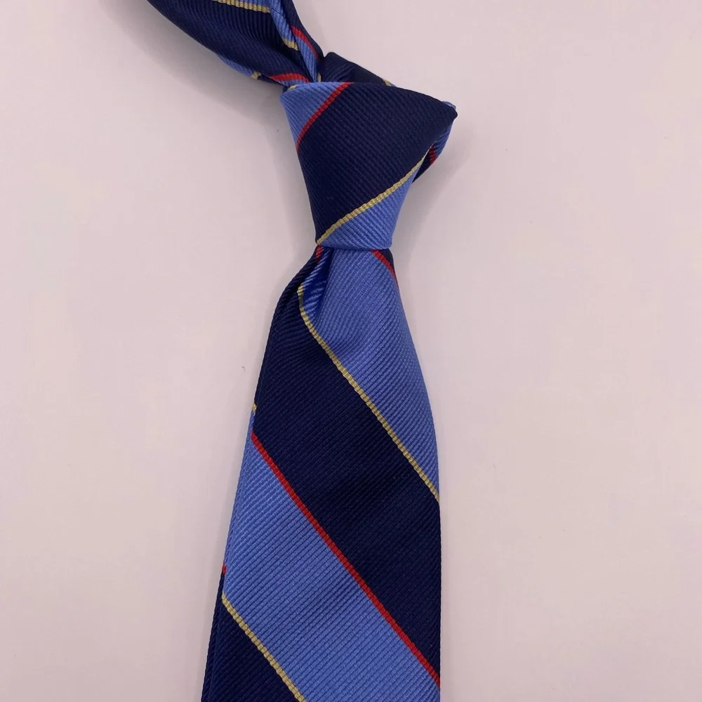 Brooks Brothers Navy and Light Blue Tie with Red and Yellow Stripes Kids